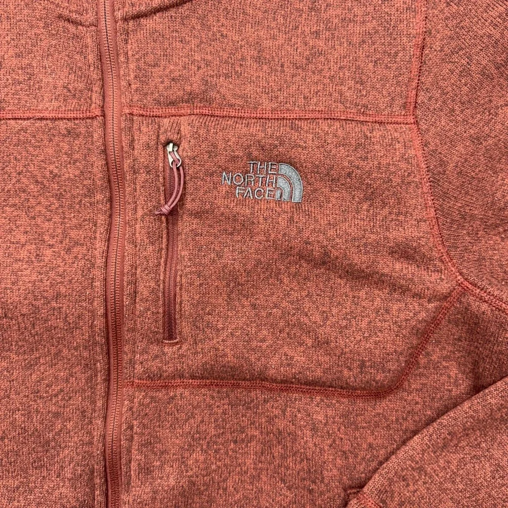 The North Face Mens Gordon Lyons Full Zip Hoodie Red Heather Fleece Jacket L